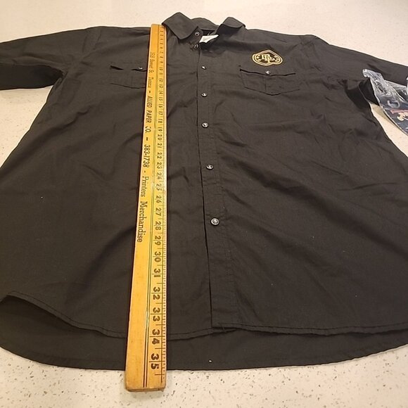 NWT Blac Lapel Premium Mens Pearl Snap Black Shirt 4X Cotton Pocket Short Sleeve - Picture 5 of 9